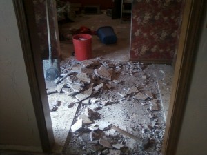 This was our front entry after the tile had to be chipped away.  It was stubborn!