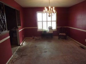 Our dining room was unfinished from the previous owners.  It was also raspberry (which I actually didn't mind). 