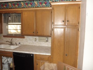 We had strong, study cabinets but totally dated countertops and wallpaper.
