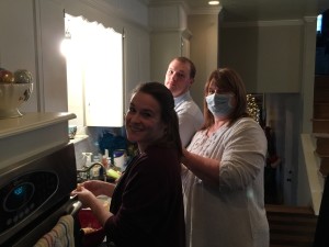 Talking them through the how-tos of Mom's egg noodle recipe. I wasn't allowed to touch anything.  It's hard to explain a recipe without using your hands!