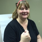 Sporting my saline washed hair and red ACE headband. I was still smiling.