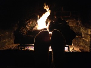 Sarah had the best spot in the house - and she had toasty toes!